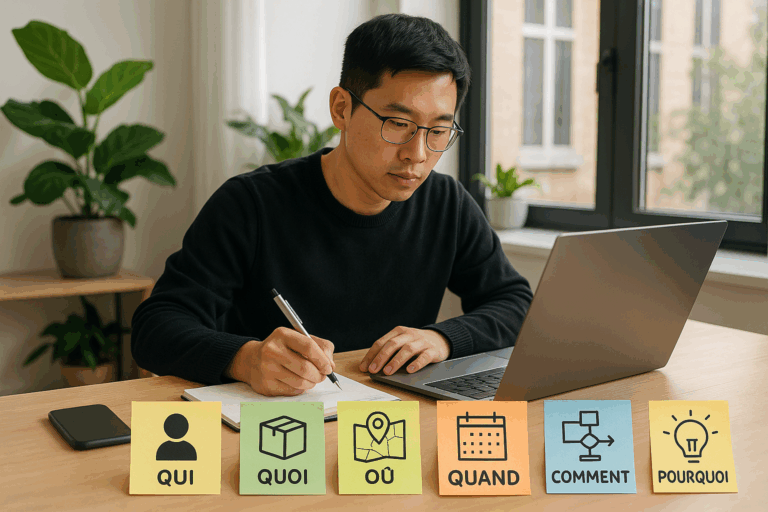 découvrez comment la méthode qqoqcp peut transformer votre quotidien en vous aidant à mieux structurer vos pensées et actions. apprenez à poser les bonnes questions pour identifier vos défis, optimiser votre temps et atteindre vos objectifs avec plus d'efficacité.
